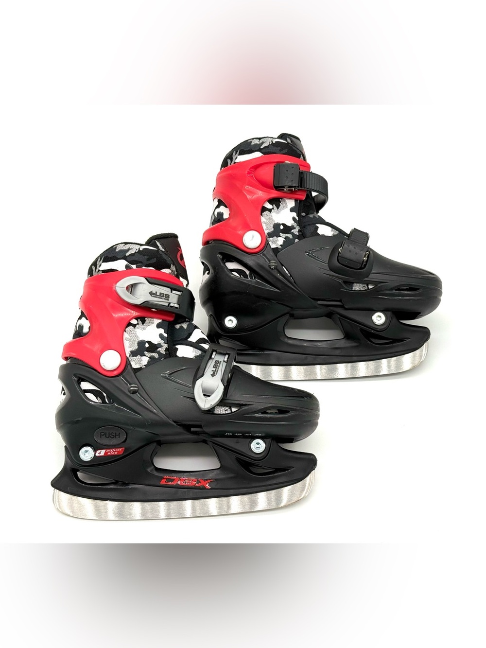 GUC DBX Adjustable Youth Ice Hockey Skates in Black / Red Camo J10-J13